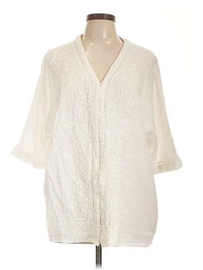 Pre-owned Coldwater Creek 3/4 Sleeve Blouse In Ivory
