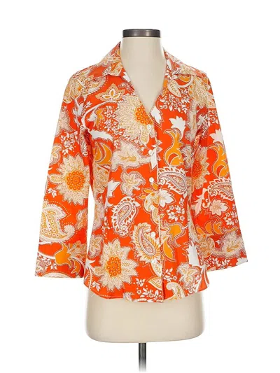 Pre-owned Coldwater Creek 3/4 Sleeve Blouse In Orange