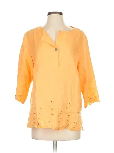 Pre-owned Coldwater Creek 3/4 Sleeve Blouse In Orange