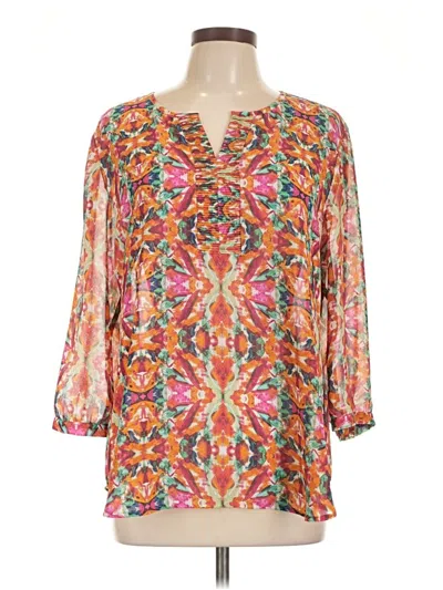 Pre-owned Coldwater Creek 3/4 Sleeve Blouse In Orange