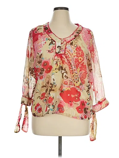 Pre-owned Coldwater Creek 3/4 Sleeve Blouse In Pink