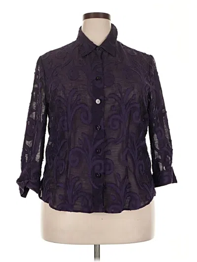 Pre-owned Coldwater Creek 3/4 Sleeve Blouse In Purple