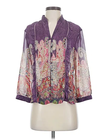 Pre-owned Coldwater Creek 3/4 Sleeve Blouse In Purple
