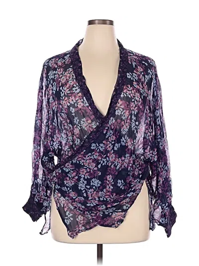 Pre-owned Coldwater Creek 3/4 Sleeve Blouse In Purple