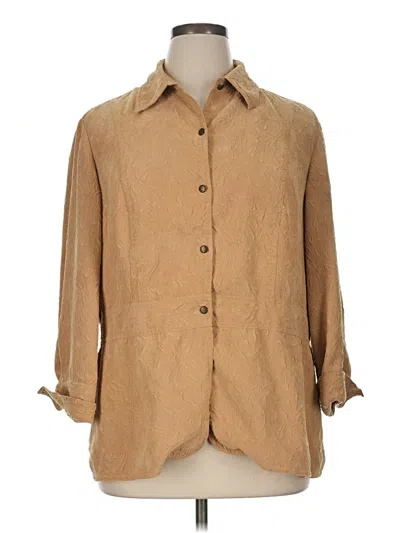 Pre-owned Coldwater Creek 3/4 Sleeve Blouse In Tan