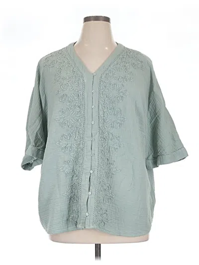 Pre-owned Coldwater Creek 3/4 Sleeve Blouse In Teal