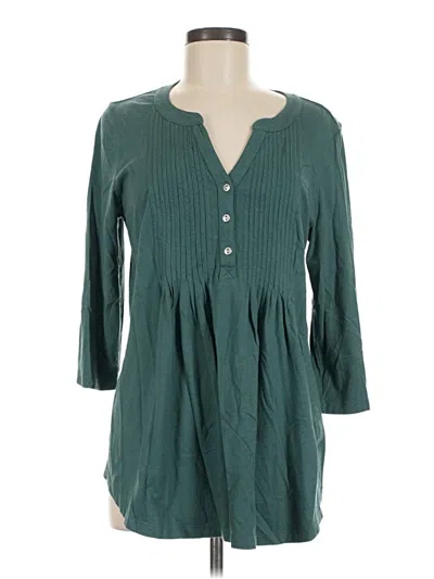 Pre-owned Coldwater Creek 3/4 Sleeve Blouse In Teal