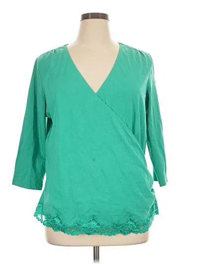 Pre-owned Coldwater Creek 3/4 Sleeve Blouse In Teal