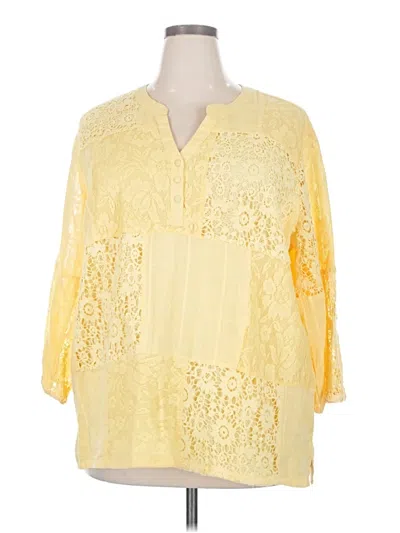 Pre-owned Coldwater Creek 3/4 Sleeve Blouse In Yellow