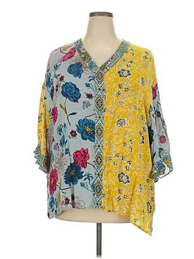 Pre-owned Coldwater Creek 3/4 Sleeve Blouse In Yellow