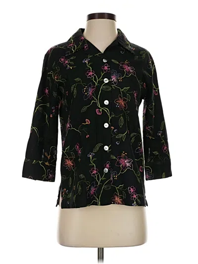 Pre-owned Coldwater Creek 3/4 Sleeve Button Down Shirt In Black