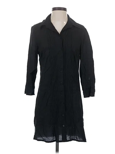 Pre-owned Coldwater Creek 3/4 Sleeve Button Down Shirt In Black