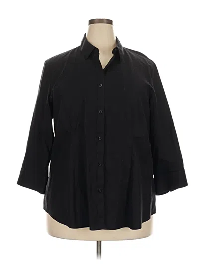 Pre-owned Coldwater Creek 3/4 Sleeve Button Down Shirt In Black