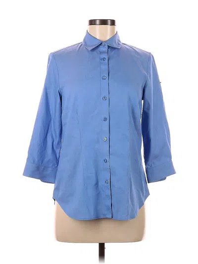 Pre-owned Coldwater Creek 3/4 Sleeve Button Down Shirt In Blue