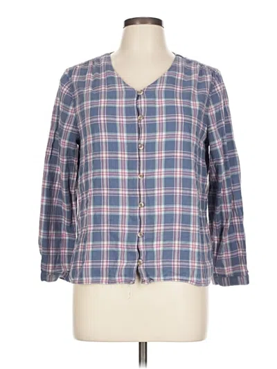 Pre-owned Coldwater Creek 3/4 Sleeve Button Down Shirt In Blue