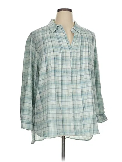 Pre-owned Coldwater Creek 3/4 Sleeve Button Down Shirt In Blue