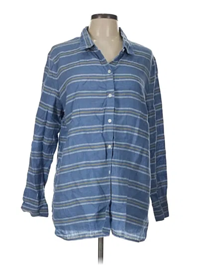Pre-owned Coldwater Creek 3/4 Sleeve Button Down Shirt In Blue