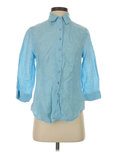Pre-owned Coldwater Creek 3/4 Sleeve Button Down Shirt In Blue