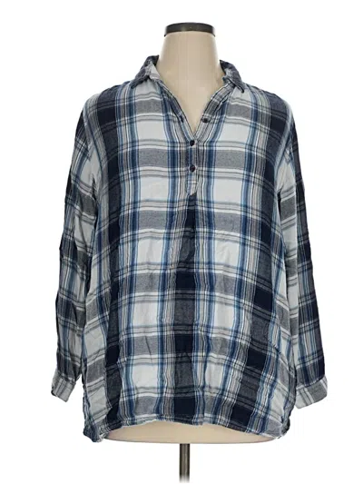 Pre-owned Coldwater Creek 3/4 Sleeve Button Down Shirt In Blue
