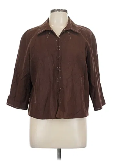 Pre-owned Coldwater Creek 3/4 Sleeve Button Down Shirt In Brown