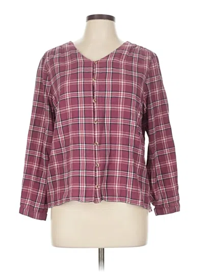 Pre-owned Coldwater Creek 3/4 Sleeve Button Down Shirt In Burgundy