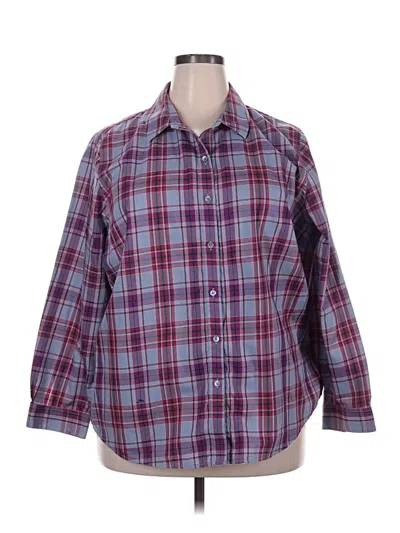 Pre-owned Coldwater Creek 3/4 Sleeve Button Down Shirt In Burgundy