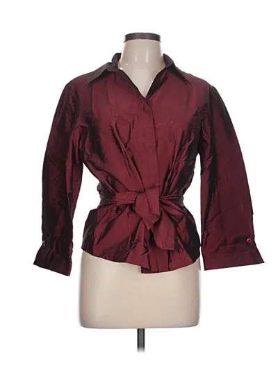 Pre-owned Coldwater Creek 3/4 Sleeve Button Down Shirt In Burgundy