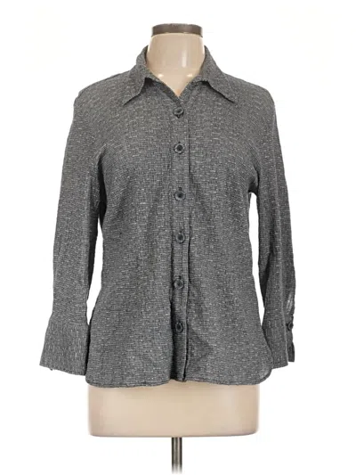 Pre-owned Coldwater Creek 3/4 Sleeve Button Down Shirt In Gray