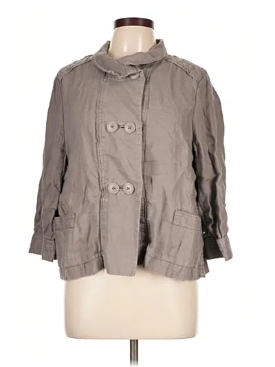 Pre-owned Coldwater Creek 3/4 Sleeve Button Down Shirt In Gray