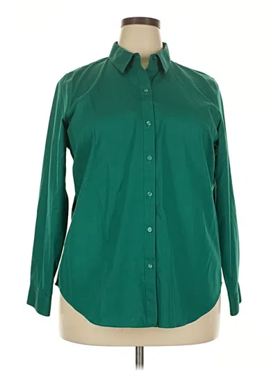 Pre-owned Coldwater Creek 3/4 Sleeve Button Down Shirt In Green