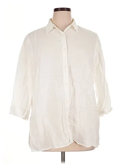 Pre-owned Coldwater Creek 3/4 Sleeve Button Down Shirt In Ivory
