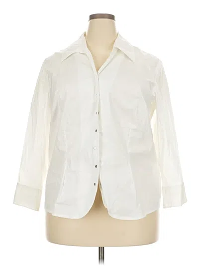 Pre-owned Coldwater Creek 3/4 Sleeve Button Down Shirt In Ivory