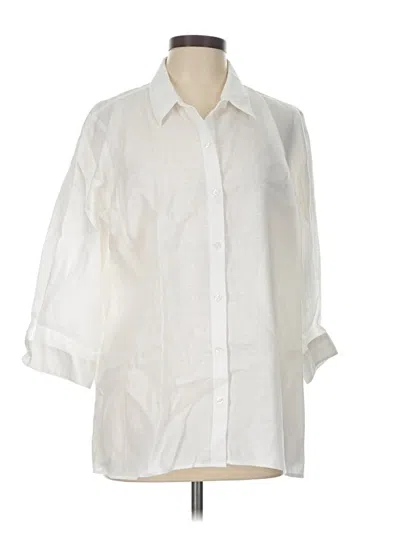 Pre-owned Coldwater Creek 3/4 Sleeve Button Down Shirt In Ivory