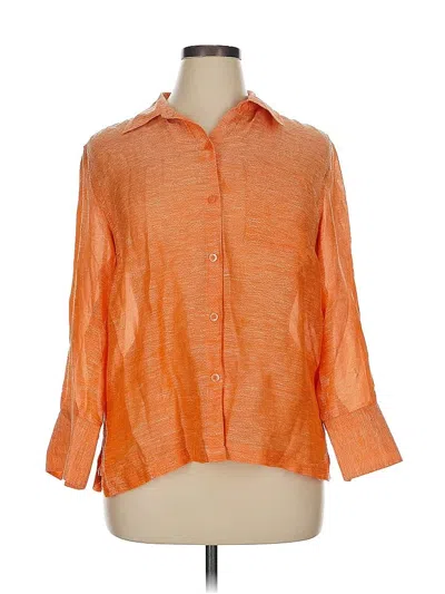 Pre-owned Coldwater Creek 3/4 Sleeve Button Down Shirt In Orange