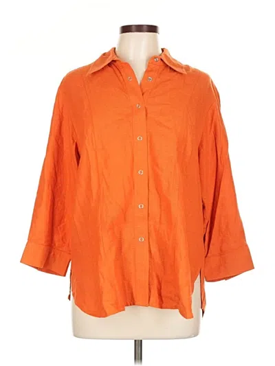 Pre-owned Coldwater Creek 3/4 Sleeve Button Down Shirt In Orange