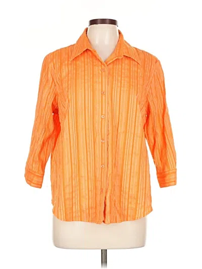 Pre-owned Coldwater Creek 3/4 Sleeve Button Down Shirt In Orange