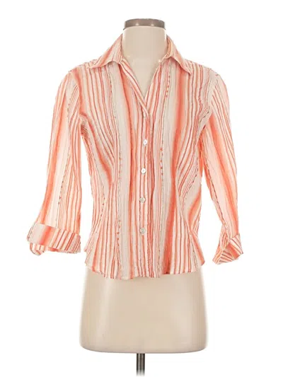 Pre-owned Coldwater Creek 3/4 Sleeve Button Down Shirt In Orange
