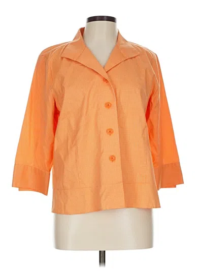 Pre-owned Coldwater Creek 3/4 Sleeve Button Down Shirt In Orange