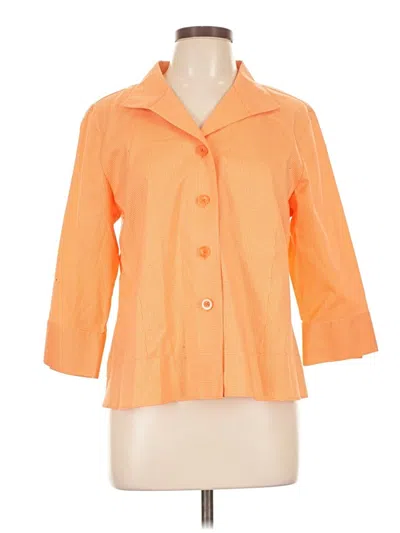 Pre-owned Coldwater Creek 3/4 Sleeve Button Down Shirt In Orange