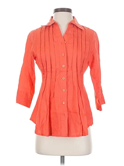 Pre-owned Coldwater Creek 3/4 Sleeve Button Down Shirt In Orange
