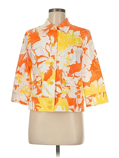 Pre-owned Coldwater Creek 3/4 Sleeve Button Down Shirt In Orange