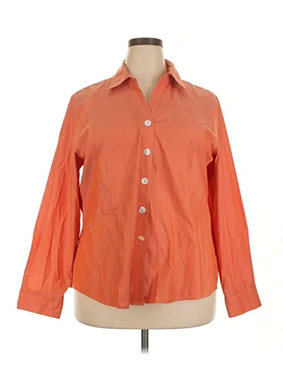 Pre-owned Coldwater Creek 3/4 Sleeve Button Down Shirt In Orange