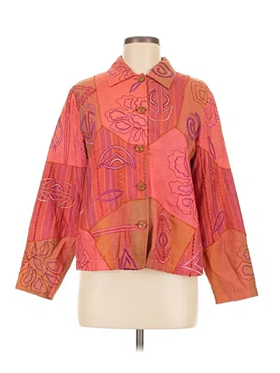 Pre-owned Coldwater Creek 3/4 Sleeve Button Down Shirt In Orange