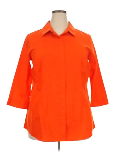 Pre-owned Coldwater Creek 3/4 Sleeve Button Down Shirt In Orange