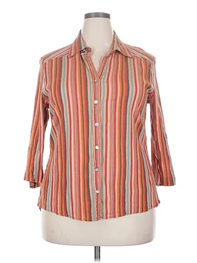 Pre-owned Coldwater Creek 3/4 Sleeve Button Down Shirt In Orange