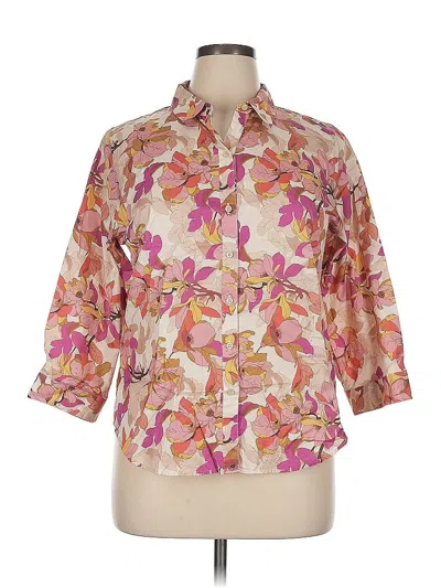 Pre-owned Coldwater Creek 3/4 Sleeve Button Down Shirt In Pink