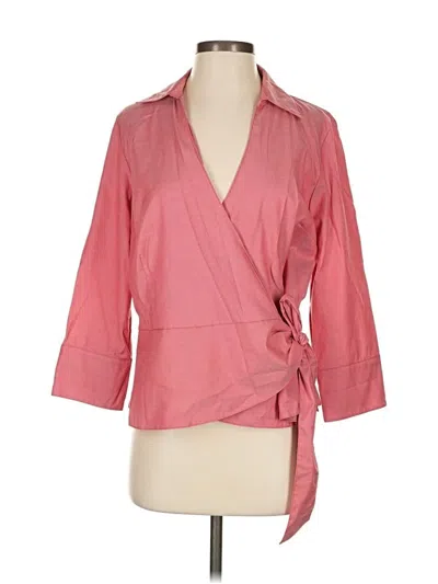 Pre-owned Coldwater Creek 3/4 Sleeve Button Down Shirt In Pink