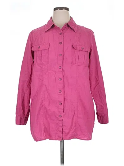 Pre-owned Coldwater Creek 3/4 Sleeve Button Down Shirt In Pink