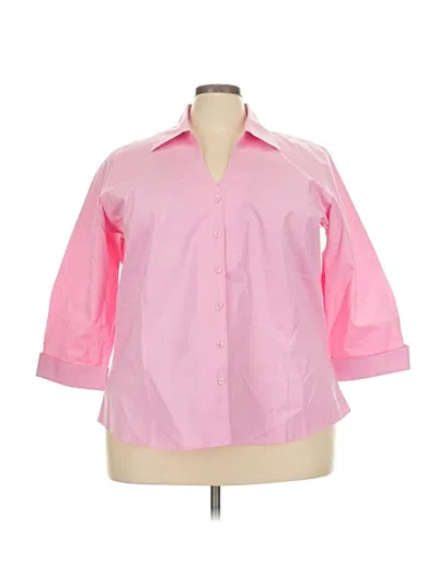 Pre-owned Coldwater Creek 3/4 Sleeve Button Down Shirt In Pink