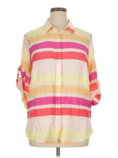 Pre-owned Coldwater Creek 3/4 Sleeve Button Down Shirt In Pink
